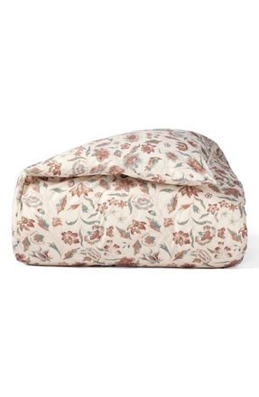 Coyuchi Viola Print Organic Cotton Duvet Cover in Undyed/garnet at Nordstrom, Size King/california King