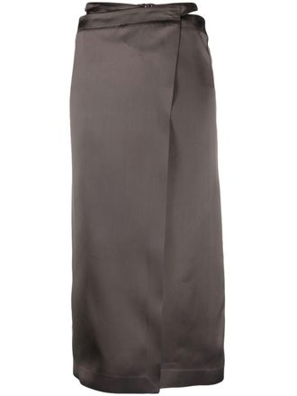 Off-white high-waisted wrap midi skirt - Black