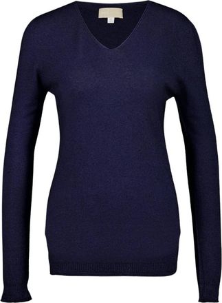 120% Lino Cashmere V-Neck Trui - Dames - Cashmere truien - Blauw - M - Truien & Vesten