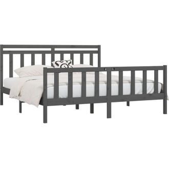 vidaXL Bed Frame without Mattress Grey Solid Wood Pine 200x200 cm vidaXL