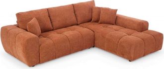 Oviala Sof&aacute; esquinero con chaise longue derecha terracota 3 plazas L 270 cm