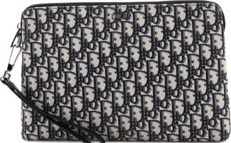 Dior Wristlet Oblique Canvas clutch bag - Blu