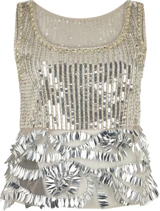 Alberta Ferretti Tops, Dames, Grijs, L, Pailletten, Sequin Top