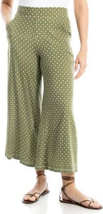 Max Studio Wide Leg Pull-On Crop Pants in Sage Diamond at Nordstrom Rack, Size X-Large