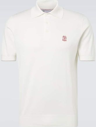 Brunello Cucinelli Embroidered cotton piqu&eacute; polo shirt