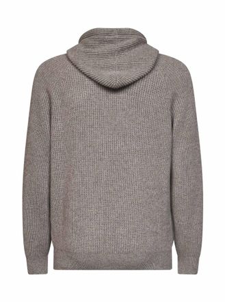 Brunello Cucinelli Mens Zip-Up Cashmere Hoodie Grey Cardigans Sweater