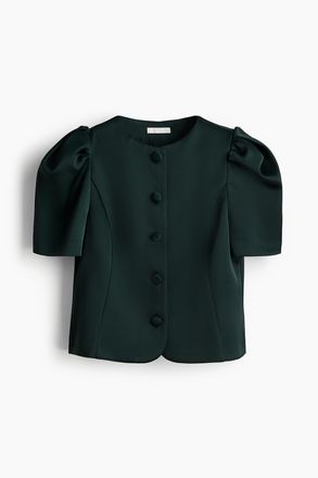 H&M Bluse mit Puff&auml;rmeln - Dunkelgr&uuml;n
