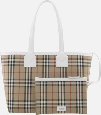 Burberry Womens Check Cotton Canvas Medium London Tote - Size: UNI