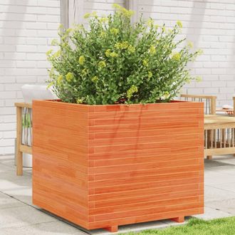 Berkfield Home Garden Planter Wax Brown 80x80x72 cm Solid Wood Pine | Size: 80 x 80 x 72 cm
