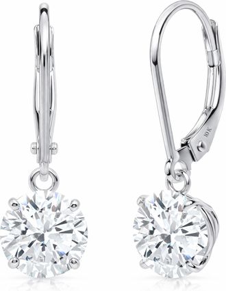 MAX + STONE 10k Yellow or White Gold Leverback Cubic Zirconia Dangle Earrings 5mm to 10mm