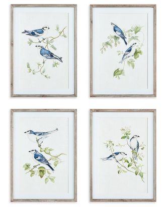 Napa Home & Garden Set Of 4 Blue Birds Prints