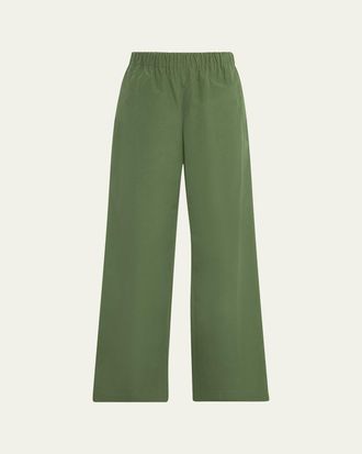 Lafayette 148 New York Riverside Wide-Leg Organic Cotton Poplin Pants