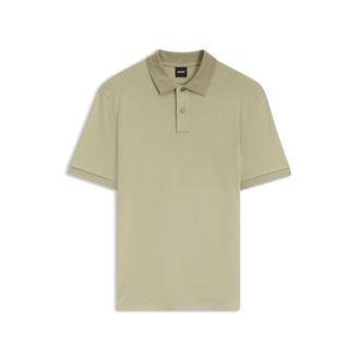 BOSS Regular-fit polo shirt in cotton with patterned collar