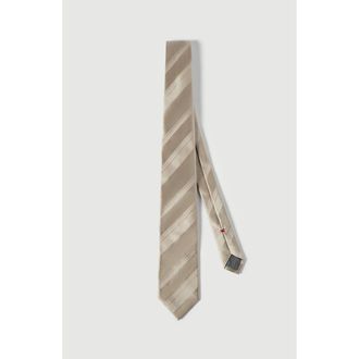 Brunello Cucinelli Striped silk tie in Ivory at Nordstrom