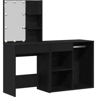 vidaXL Vidaxl - Mesa De Maquillaje Led Con Caj&oacute;n Roble Negro 140 X 40 X 140 Cm