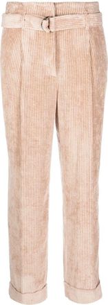 PESERICO paperbag belted-waist corduroy trousers - women - Acetate/Viscose/Cupro - 48 - Brown