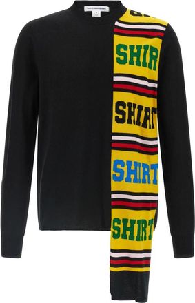 Comme Des Gar&ccedil;ons Intarsia Sweater - Heren - Ronde hals truien - Zwart - L - Wol - Truien & Vesten