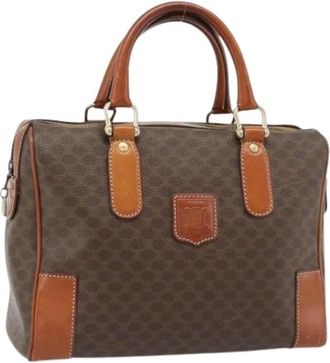 Celine Pre-owned Macadam Canvas Hand Bag - Dames - Vintage Handtas - Bruin - ONE Size - Leer - Vintage