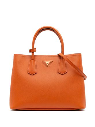 Prada 2000-2025 Medium Saffiano Cuir Double satchel - women - Leather - One Size - Orange
