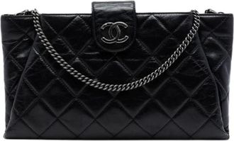 Chanel Pre-owned Quilted Crossbody Bag - Dames - Vintage Schoudertas - Zwart - ONE Size - Leer - Vintage