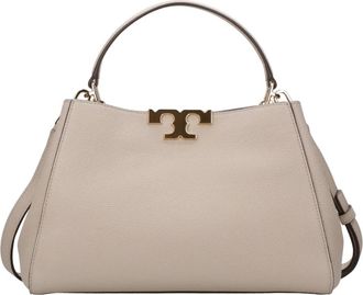 Tory Burch Eleanor Pebble Medium Satchel - Dames - Handtassen - Grijs - ONE Size - Leer - Tassen