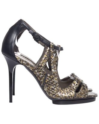 Balenciaga Womens Leather Snake Metallic Leather Sandal (Authentic Pre-Loved)