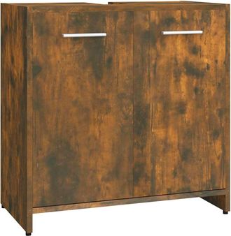 vidaXL Armario De Ba&ntilde;o Madera Contrachapada Roble Ahumado 60x33x60 Cm Vidaxl