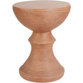 Beliani Tavolino in fibra di vetro di forma rotonda effetto legno chiaro Caldaro
