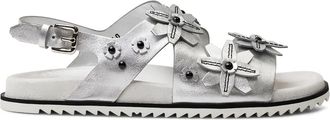 Tod's flower-embellished buckle sandals - Silver