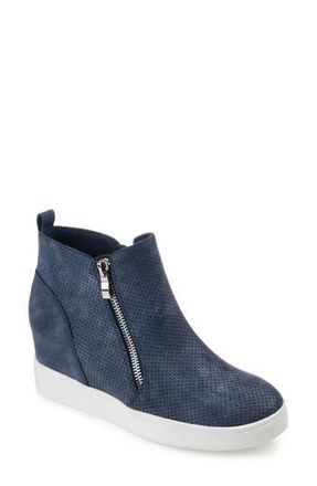 Journee Collection JOURNEE Pennelope Wedge Heel Sneaker in Blue at Nordstrom Rack, Size 11