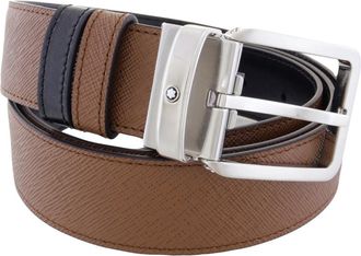 Montblanc Rectangular Buckle Fauve / Black 35 mm Reversible Leather Belt
