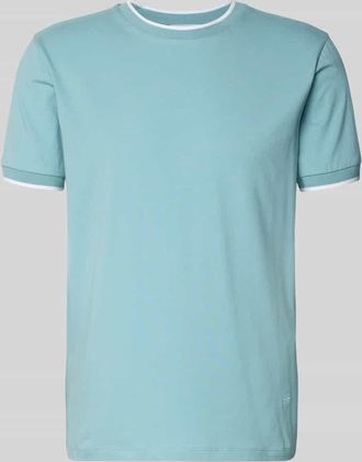 Manuel Ritz T-Shirt mit Rundhalsausschnitt und Kontraststreifen in Aqua, Gr&ouml;&szlig;e XXL