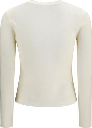 Max Mara Logo-Embroidered Wool Sweater - White