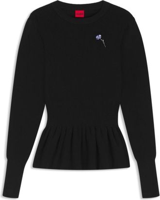 HUGO BOSS Cotton sweater with detachable floral brooch