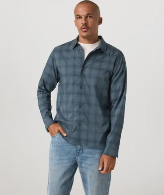 Vuori Clothing Long Sleeve Plaid Button Down Shirt | Dark Pewter | Medium