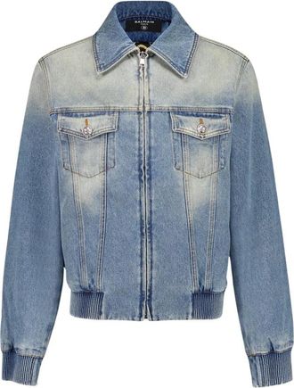 Balmain Cropped Denim Jas met Voering - Heren - Spijkerjassen - Blauw - M - Denim - Jassen