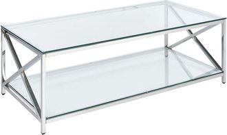Beliani Coffee Table AUDET Tempered Glass Silver