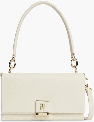 Tommy Hilfiger Womens Monogram Flap-Closure Crossbody Bag - Soft Cream
