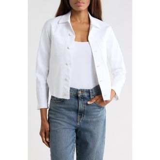 L'agence Janelle Slim Fit Raw Hem Jacket in Blanc Coated at Nordstrom Rack, Size Xx-Large