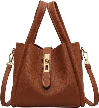 Generic Wenheshaoqi Bucket Bags For Women, Leather Tote Handbag Trendy Vintage Bucket Handbag Crossbody Bag Leather Bucket Bag Satchel Bag With Small Purse Bu