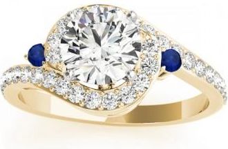 Allurez Halo Swirl Sapphire & Diamond Engagement Ring 14k Yellow Gold (0.48ct)