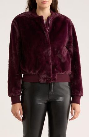 Sanctuary Luxe Faux Fur Zip Bomber Jacket in Deep Merlot at Nordstrom Rack, Size X-Small