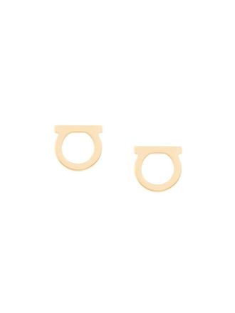 Ferragamo Golden Gancini Stud Earrings