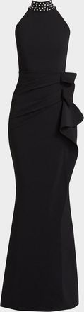 La Petite Robe Di Chiara Boni Gudrum Faux Pearl Ruffle Gown