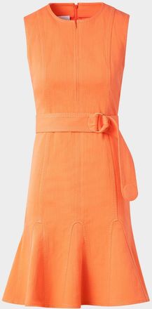 Akris Godet Hem Belted Cotton Denim Dress