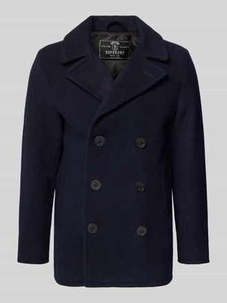 Superdry Zweireiher mit Reverskragen und Eingrifftaschen in Dunkelblau, Größe XXXL