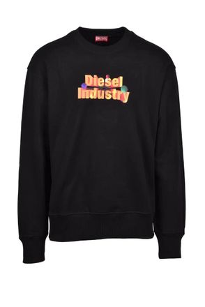 Diesel Black Cotton Mens Crew Neck Sweatshirt