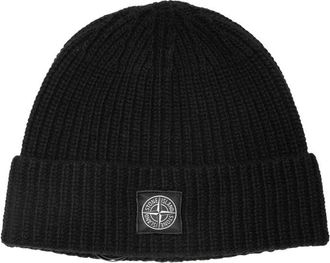 Stone Island COMPASS PATCH BEANIE HAT Size: OS, colour: BLACK