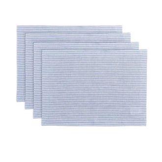 Solino Home Linen Placemats - Narrow Stripe, 14 x 19 in Cornflower Blue And White at Nordstrom, Size Medium