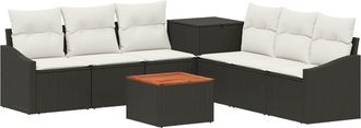 vidaXL Juego De Sof&aacute; 8 Uds. Negro Y Blanco Crema Vidaxl